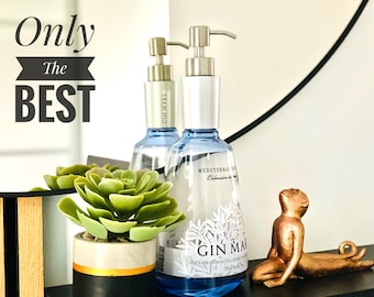 Zeepdispenser gemaakt van een Gin Mare-fles, mediterraan decor - pomp & fles