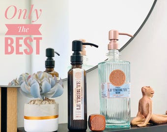 Zeepdispenser gemaakt van een Le Tribute Gin-fles | Art Deco-design - pomp & fles