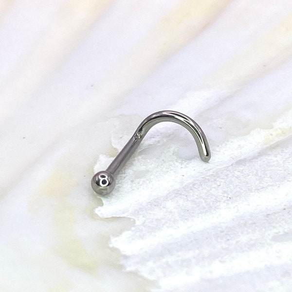 PLAIN BALL Top Medical Grade Titanium NOSE Stud with Curved End, 1mm stem thickness, 2mm Ball Top