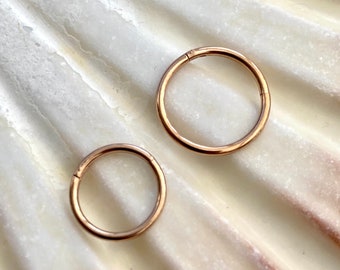 316L Chirurgisch staal PVD Rose Gold Scharnierende Ring Clicker Ring Kraakbeen Oorbellen Tragus Hoop Helix Oorbellen Daith Oorbellen maat: 1,0 x 8/10 mm