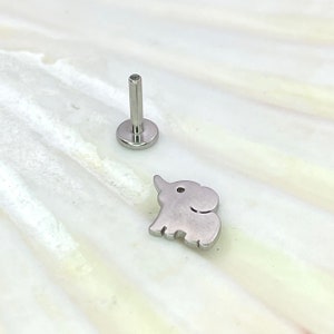 ELEPHANT Disc Top Internal Thread Medical grade titanium ASTM F136 Labret Stud Tragus Lobe Helix Flat Piercing Jewellery size:1.2 x 6/8/10mm