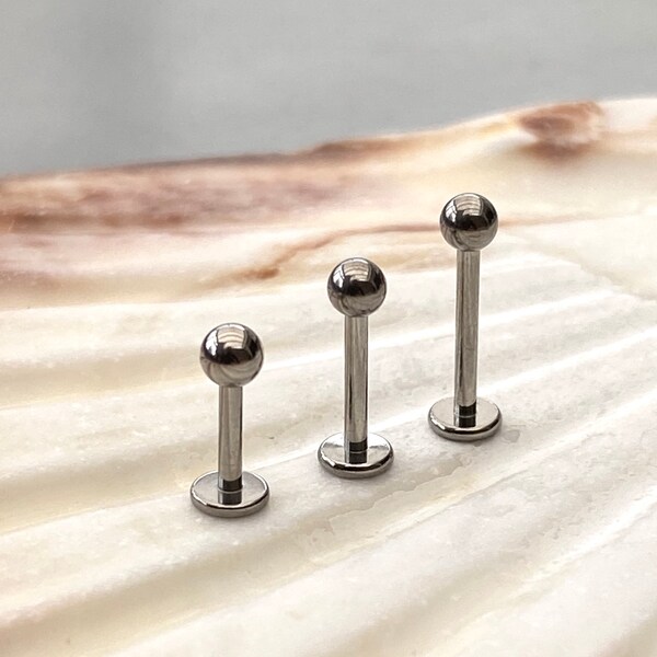 Medical Grade Titanium External Thread PLAIN Labret Stud Labret Earring 1.2 x 6/8/10mm Lobe Stud Helix Earring Conch Tragus Stud Earring