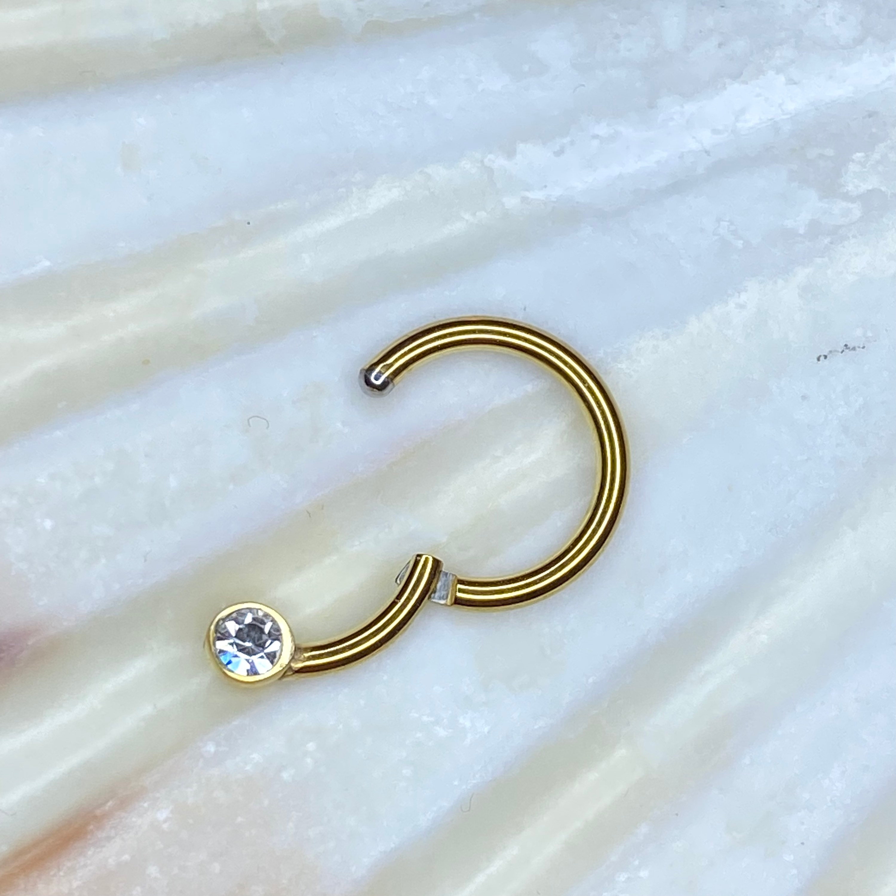 PVD Gold 316L Surgical Steel Hinged Ring Clicker With CLEAR Gem Disc for  Cartilage Septum Daith Piercing Jewellery Size: 1.2 X 8 Mm - Etsy