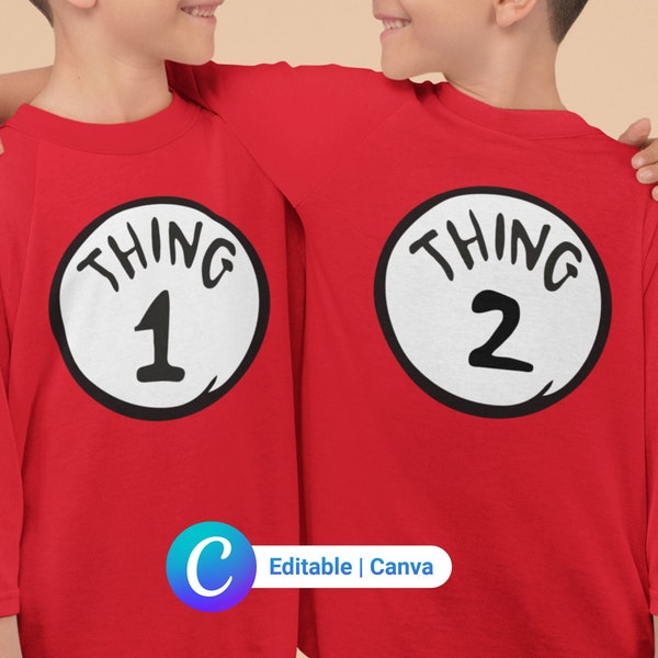 Thing 1 Thing 2 Svg Png Eps Pdf, Editable in Canva, Printable, Instant Download
