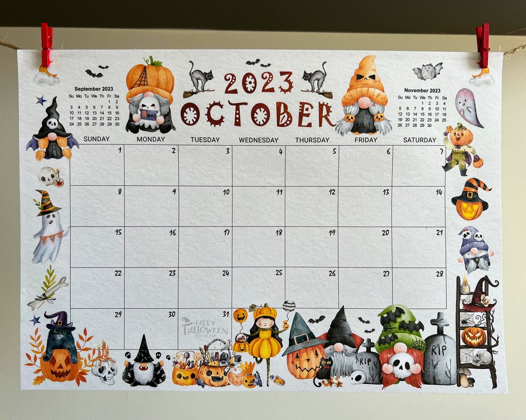 Halloween October Calendar 2023 Download October Calendar - Etsy