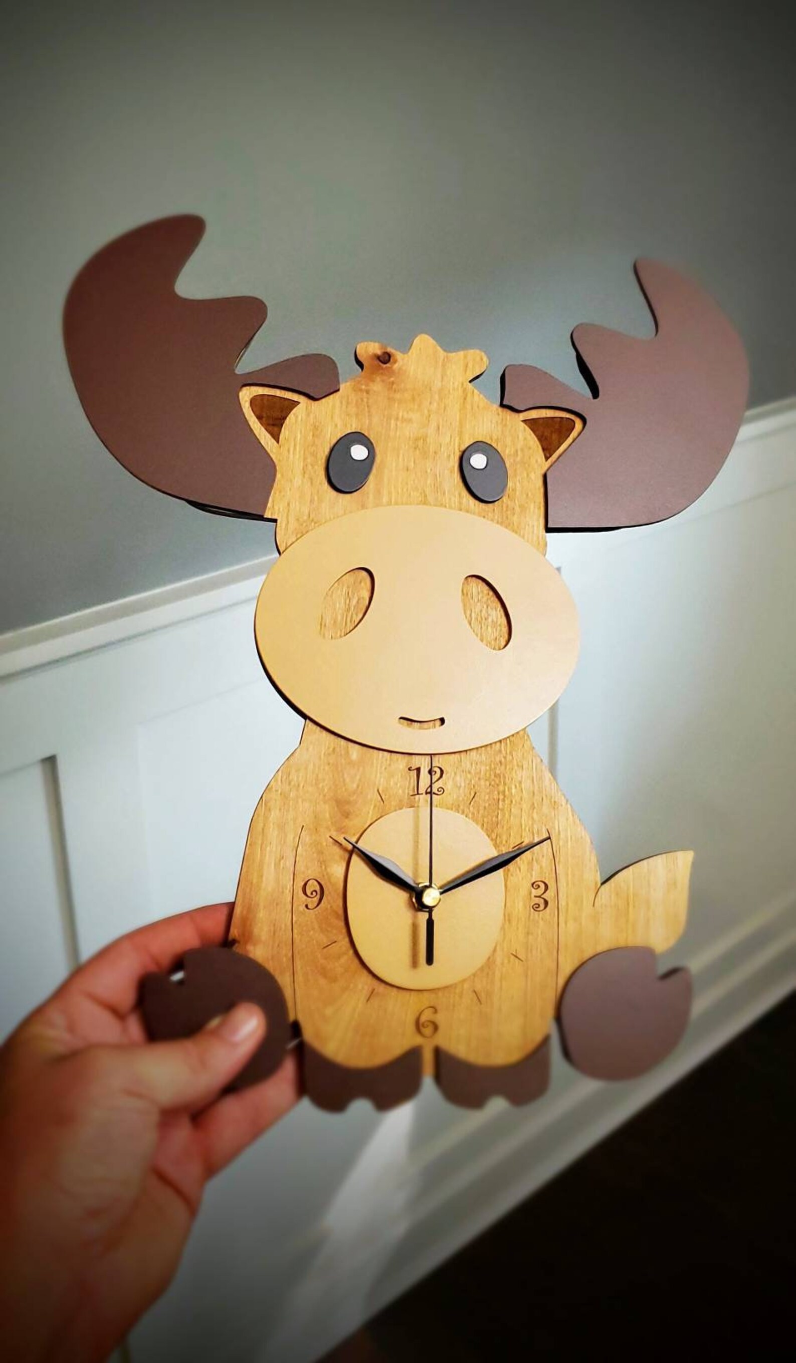 Children's Moose Wall Clock Baby Shower Nursery Wooden Etsy