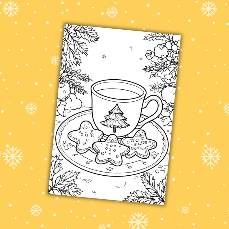 Cozy Christmas Coloring Book, 60 Cute Pages for Kids and Teens, Fun ...