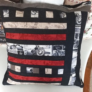 High-quality patchwork cushion cover made of ties and designer quality fabrics, lovingly color-coordinated, finely quilted image 2