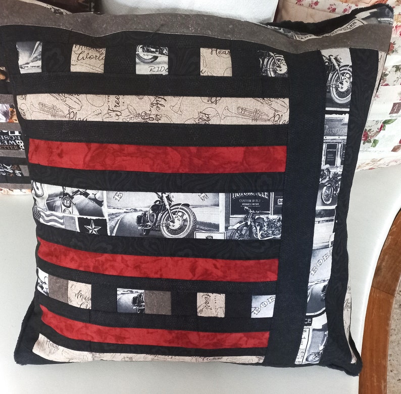 High-quality patchwork cushion cover made of ties and designer quality fabrics, lovingly color-coordinated, finely quilted image 2
