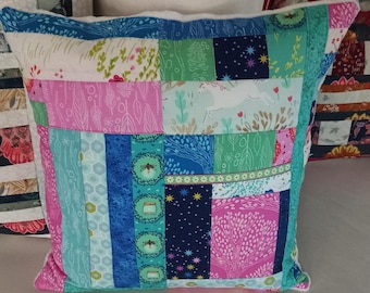 Hochwertiger Unikat Patchworkkissenbezug aus Designer Qualitätsstoffen, farblich liebevoll abgestimmt, fein abgesteppt!