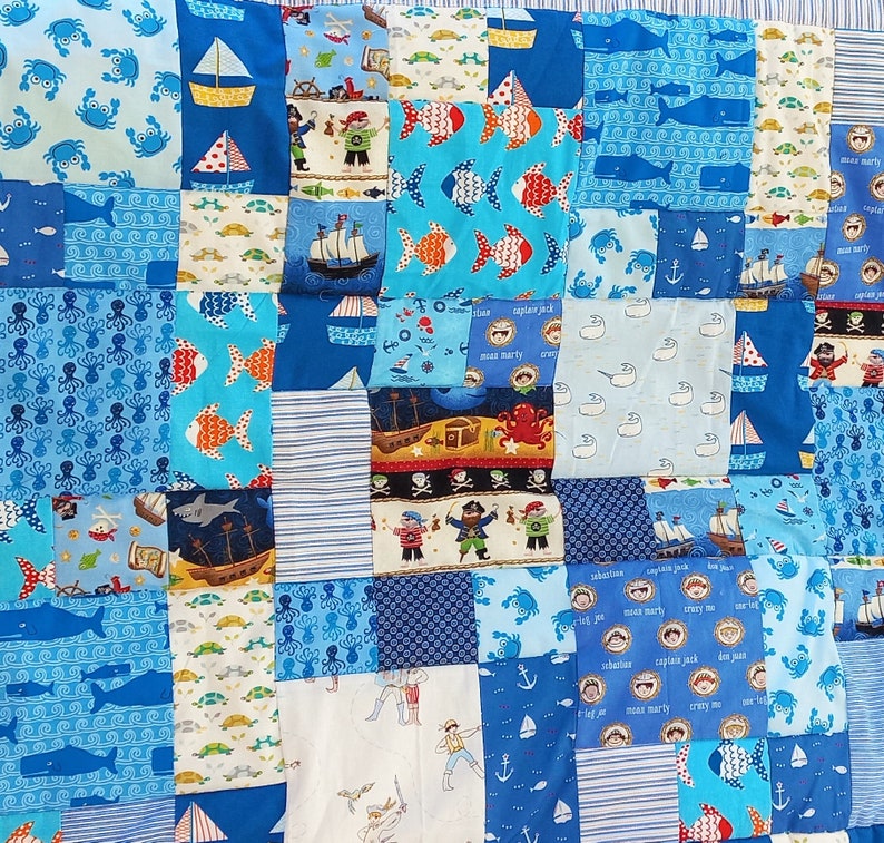 High quality unique patchwork quilt / quilt made of designer quality fabrics, lovingly color coordinated, finely stitched image 8