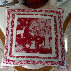 High-quality, unique patchwork cushion cover made from designer quality fabrics, lovingly coordinated in color, finely quilted image 1