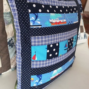 High-quality, unique patchwork cushion cover made from designer quality fabrics, lovingly coordinated in color, finely quilted image 4