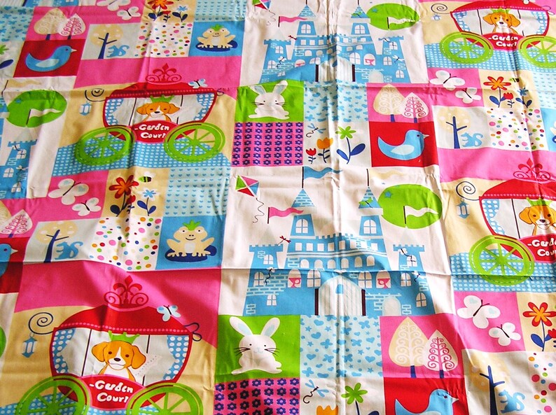 Children's fabric colorful with animals image 1