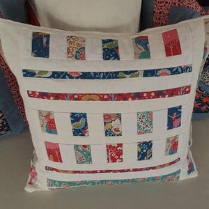 Hochwertiger Unikat Patchworkkissenbezug aus Designer Qualitätsstoffen, farblich liebevoll abgestimmt, fein abgesteppt!