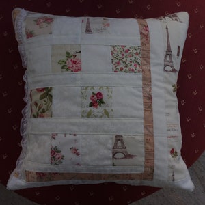 NewHigh-quality unique patchwork cushion cover made of designer quality fabrics, lovingly coordinated in color, finely quilted image 2