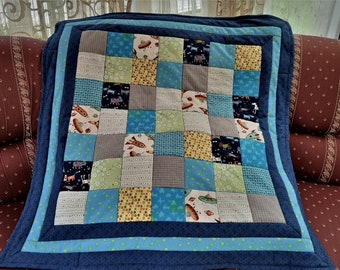 Kuschelige Unikat Patchworkdecke / Quilt aus Designer Qualitätsstoffen, farblich liebevoll abgestimmt, fein abgesteppt!