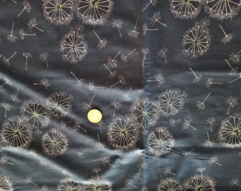 Jersey fabric with dandelions on blue!