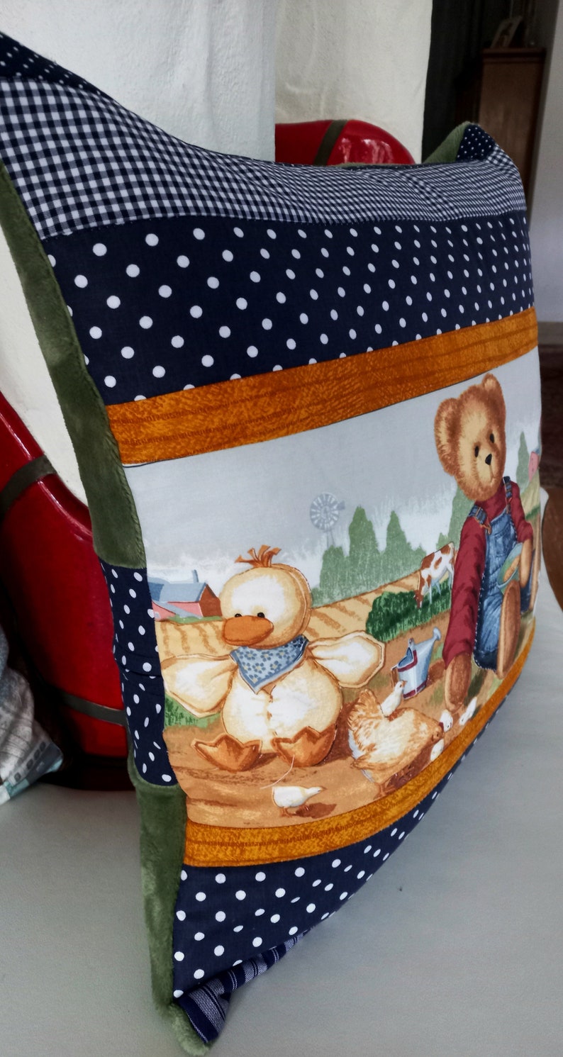 High-quality, unique patchwork cushion cover made from designer quality fabrics, lovingly coordinated in color, finely quilted image 4