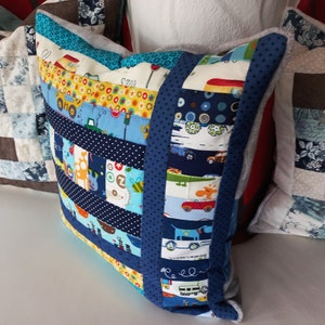 High-quality, unique patchwork cushion cover made from designer quality fabrics, lovingly coordinated in color, finely quilted image 2