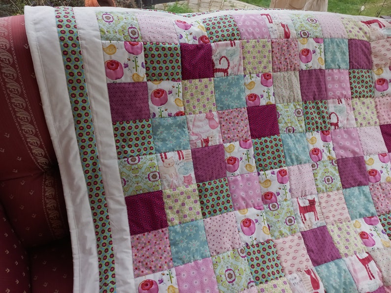 High quality unique quilt with cats / quilt made of designer quality fabrics, lovingly color coordinated, finely stitched image 8