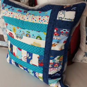 High-quality, unique patchwork cushion cover made from designer quality fabrics, lovingly coordinated in color, finely quilted image 4