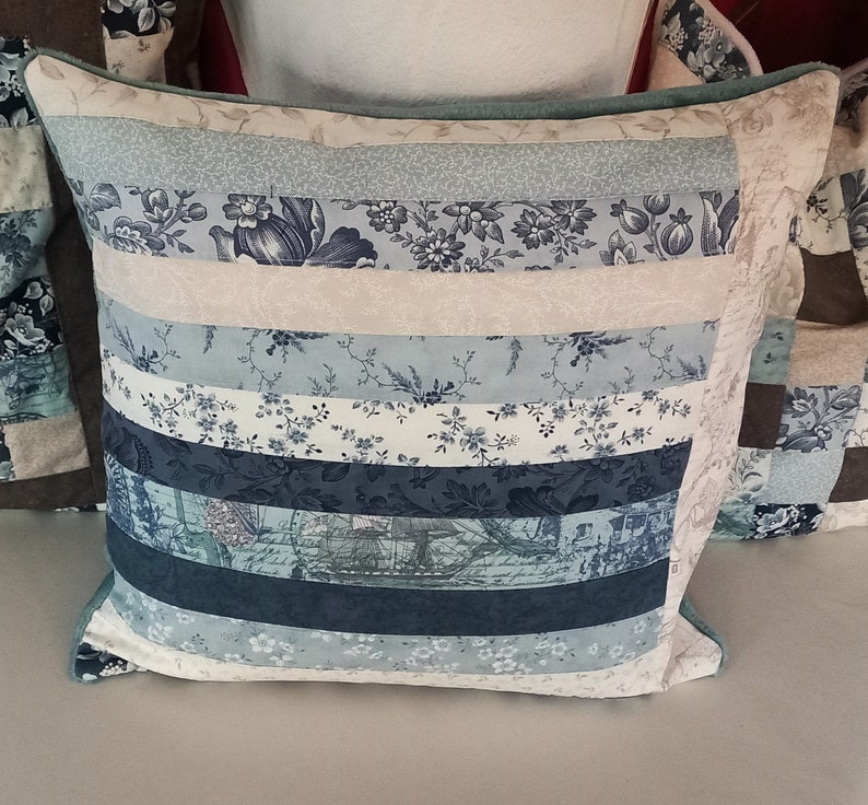 Already sold High-quality, unique patchwork cushion cover made from designer quality fabrics, lovingly colour-coordinated and finely quilted image 1