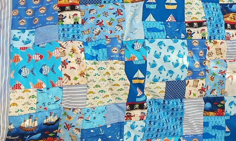 High quality unique patchwork quilt / quilt made of designer quality fabrics, lovingly color coordinated, finely stitched image 7