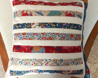 New! Tilda Jubilee! High-quality, unique patchwork cushion cover made from designer quality fabrics, lovingly colour-coordinated and finely quilted!