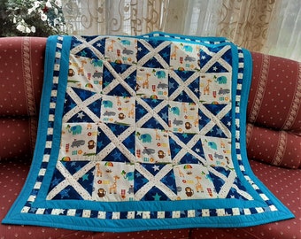 Designer High quality unique patchwork quilt / quilt made of designer quality fabrics, lovingly color coordinated, finely stitched