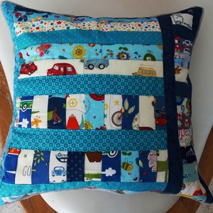 High-quality, unique patchwork cushion cover made from designer quality fabrics, lovingly coordinated in color, finely quilted image 1