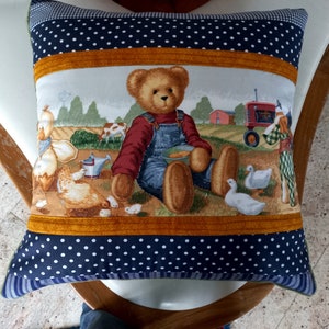 High-quality, unique patchwork cushion cover made from designer quality fabrics, lovingly coordinated in color, finely quilted image 5