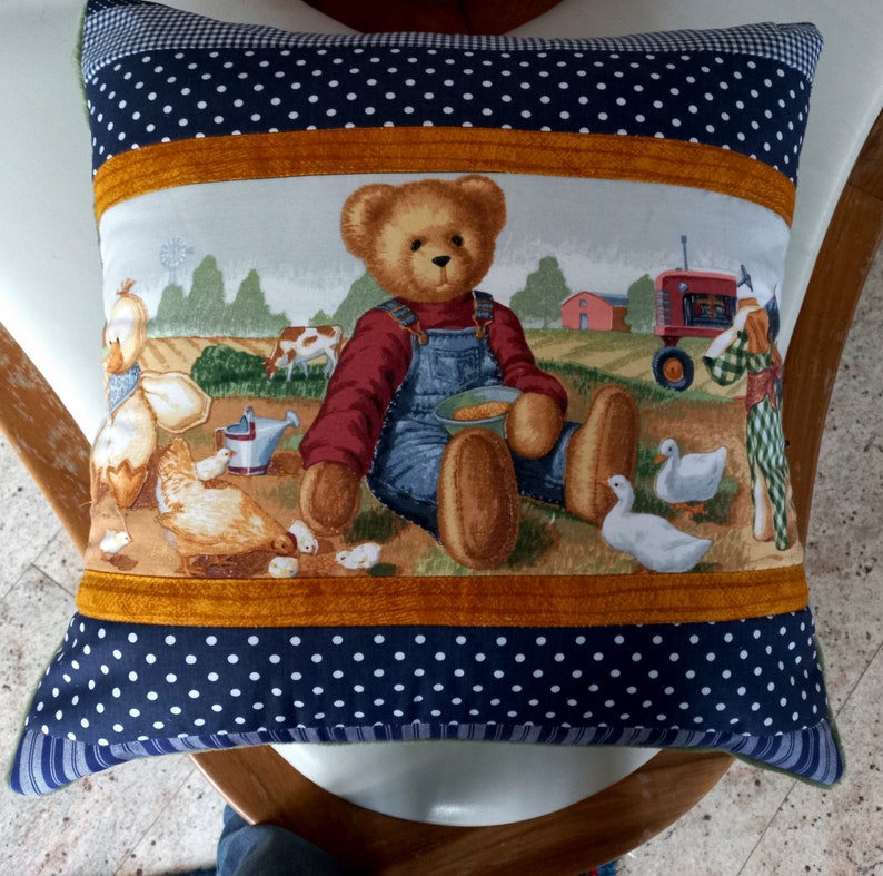 High-quality, unique patchwork cushion cover made from designer quality fabrics, lovingly coordinated in color, finely quilted image 5