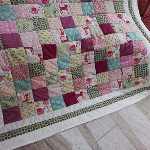 High quality unique quilt with cats / quilt made of designer quality fabrics, lovingly color coordinated, finely stitched image 7