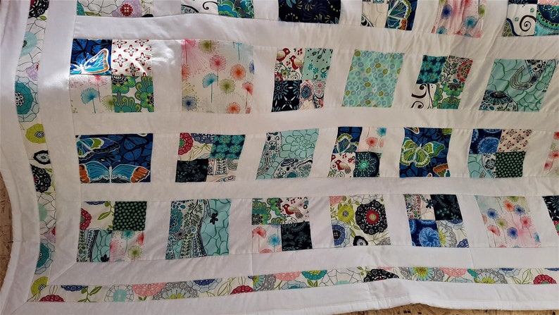 High quality unique patchwork quilt / quilt made of designer quality fabrics, lovingly color coordinated, finely stitched image 7