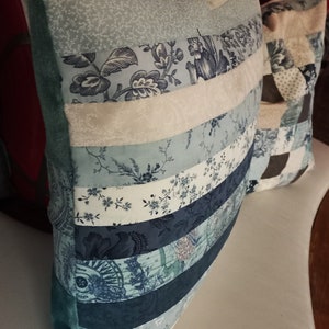 Already sold High-quality, unique patchwork cushion cover made from designer quality fabrics, lovingly colour-coordinated and finely quilted image 5