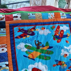 High quality unique quilt/patchwork quilt with funny motifs, made of designer quality fabrics, lovingly color coordinated, finely stitched image 2