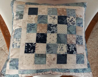 High-quality patchwork cushion cover made of ties and designer quality fabrics, lovingly color-coordinated, finely quilted!