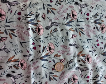 Jersey fabric with flowers on mint!