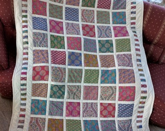 High quality unique patchwork blanket, made of designer quality fabrics (Tilda), lovingly color coordinated, finely stitched