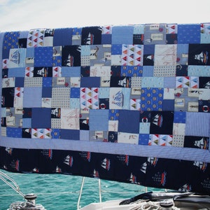 Already sold High-quality unique quilt made of designer quality fabrics, lovingly color-coordinated, finely quilted.Quilt for sailors image 3