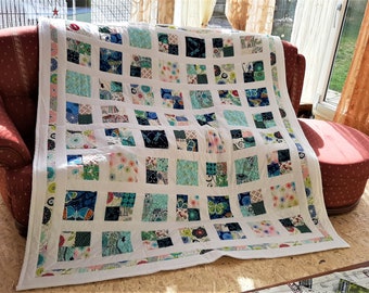 High quality unique patchwork quilt / quilt made of designer quality fabrics, lovingly color coordinated, finely stitched