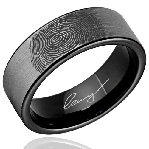 Actual Fingerprint Ring Personalized Fingerprint Band Etsy