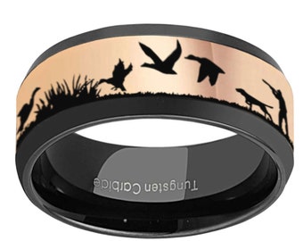 Thorsten Duck Foot Print Animal Duck Print Ring Flat Tungsten 12mm Wide Wedding Band from Roy Rose Jewelry Thorsten Duck Foot Print Animal Duck Print Ring Flat Tungsten 12mm Wide Wedding Band from Roy Rose Jewelry