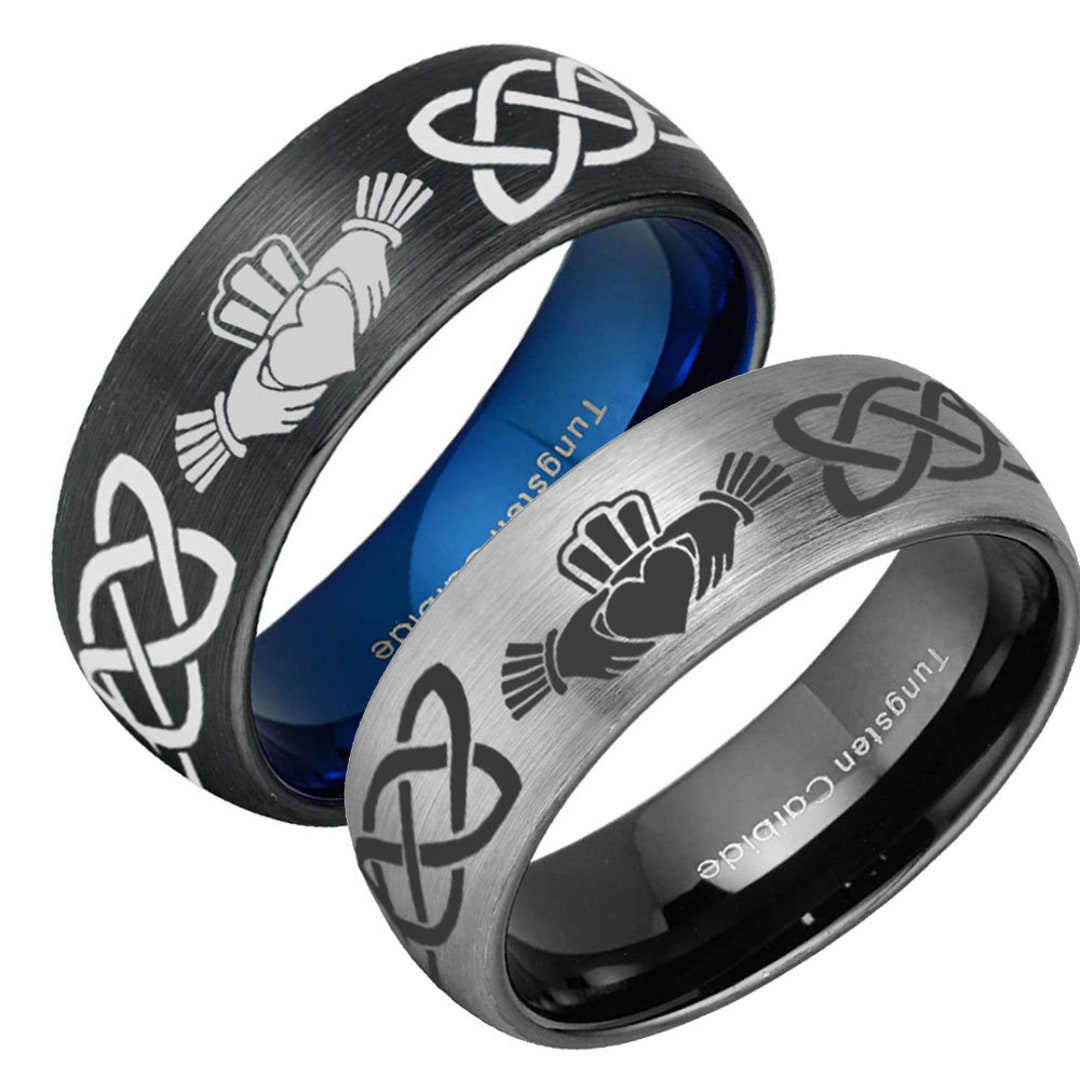 Anello Papà In Tungsteno Con Inserto In Ematite - Taglia Selezionabile, Usato Ma In Ottime Condizioni, Stile Classico - Foto 7