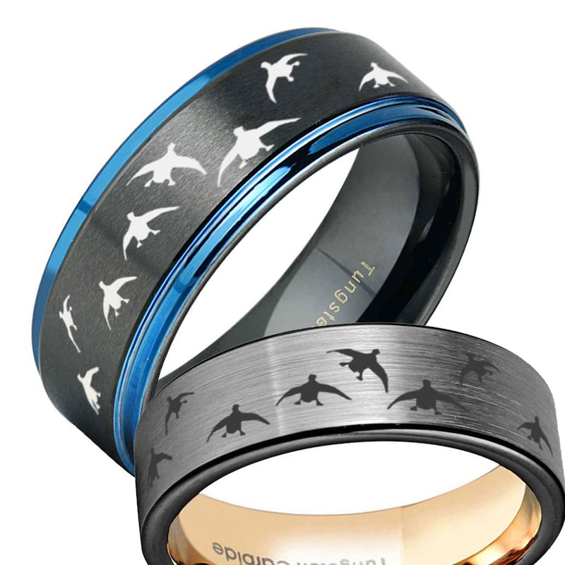 Flying Rings Birds Bird Male Wedding Band - Etsy