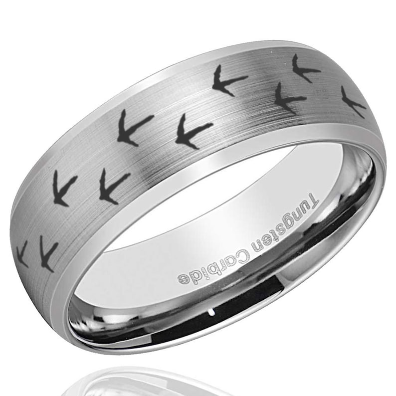 8mm Tungsten Carbide Brushed Dome Turkey Hunting Band Ring