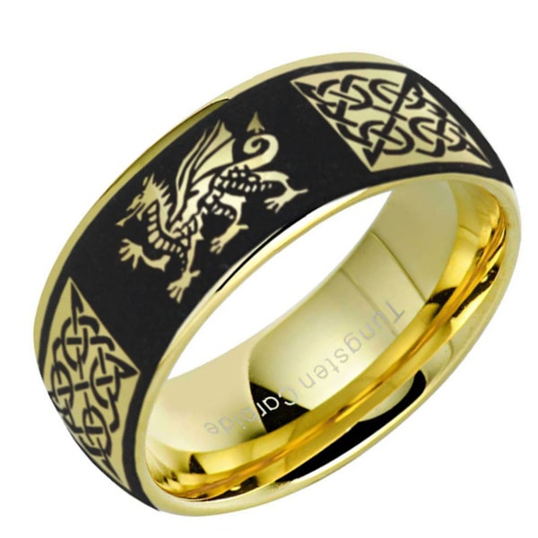 Tungsten Ring Dragon Etsy