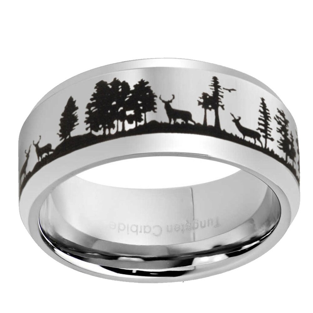 10mm Deer Scene Tungsten Ring Deer Hunting Antler Ring | Etsy 10mm Deer Scene Tungsten Ring Deer Hunting Antler Ring | Etsy