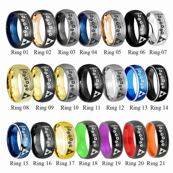 Ocarina of Time Tungsten Ring, Zelda Triforce Engraved Wedding